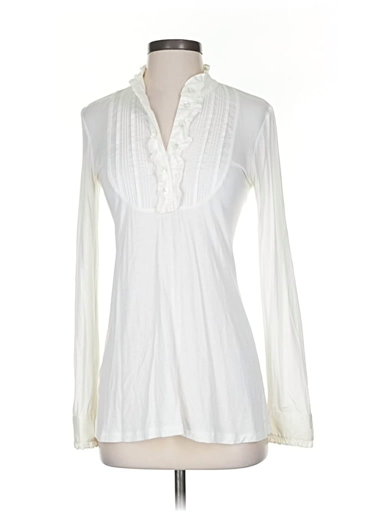 Pre-owned Bcbgmaxazria Long Sleeve Blouse In White