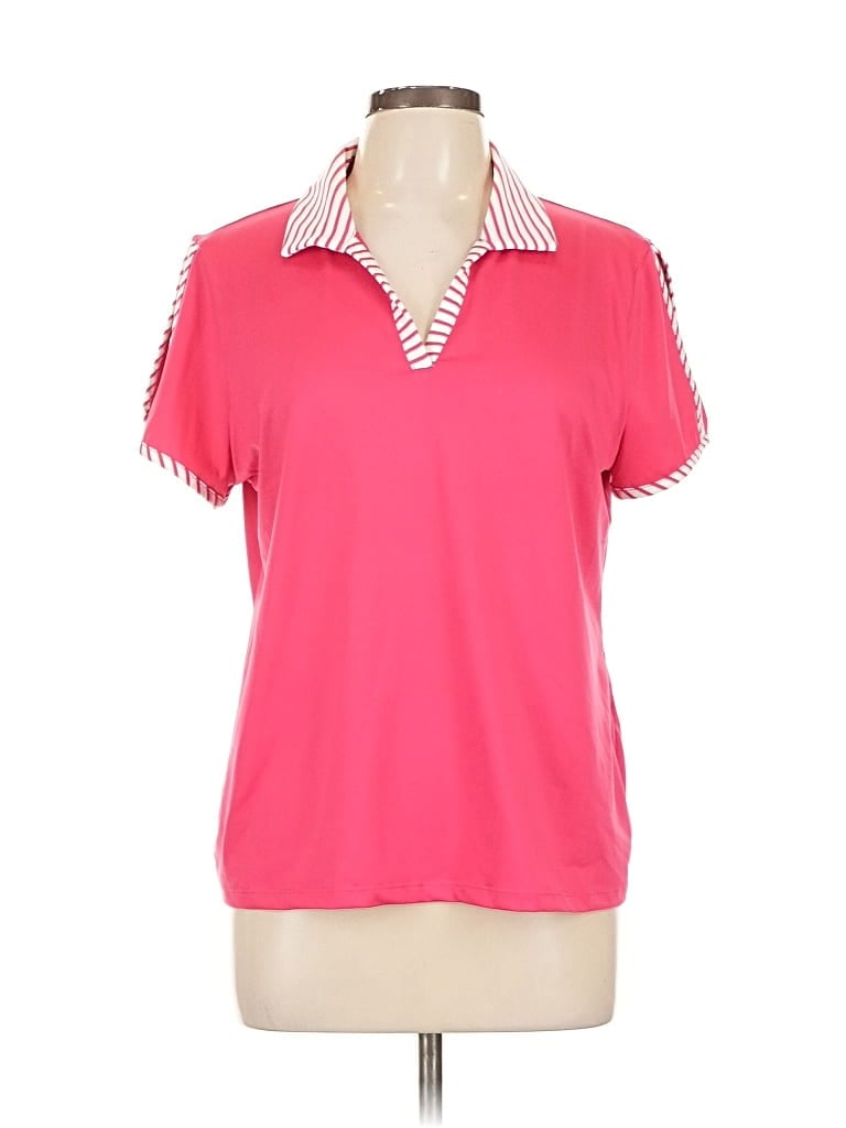 Pre-owned Chico's Short Sleeve Polo Shirt In Pink