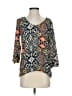 Amber Blue 100% Polyester Black 3/4 Sleeve Blouse Size XS - photo 1