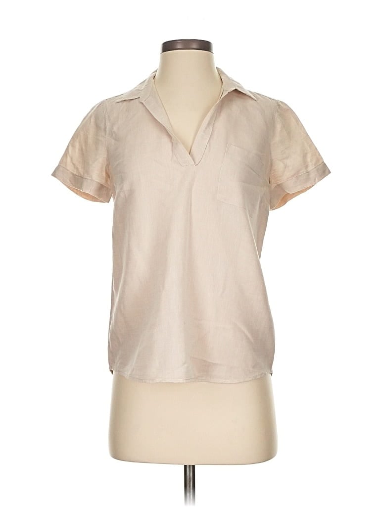 Pre-owned J.crew Factory Store Short Sleeve Blouse In Brown