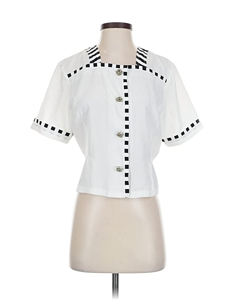 Pre-owned Assorted Brands Short Sleeve Blouse In White