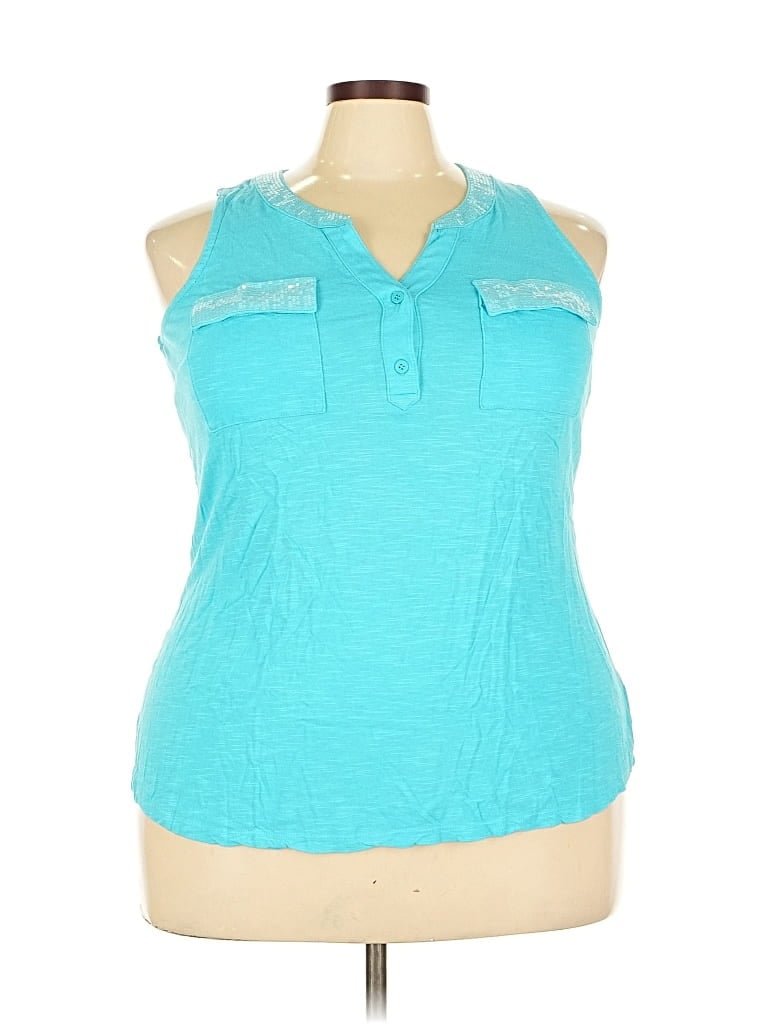 Pre-owned Inc International Concepts Sleeveless Blouse In Blue