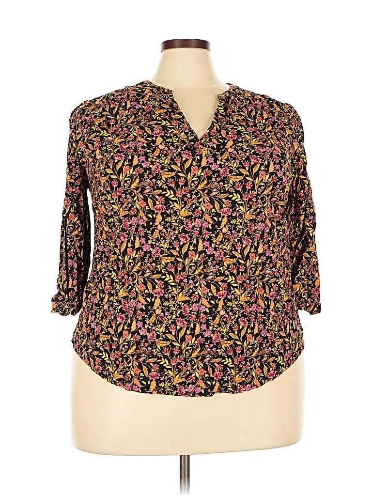 Pre-owned Torrid 3/4 Sleeve Blouse In Brown