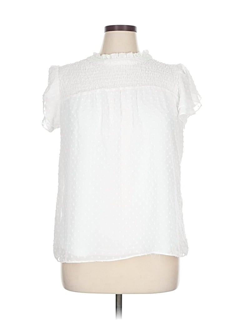 Pre-owned Forgotten Grace Short Sleeve Blouse In White