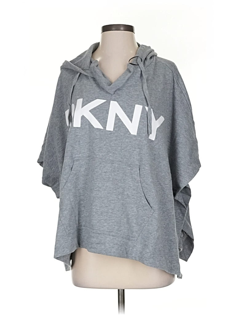 Pre-owned Dkny Pullover Hoodie In Gray