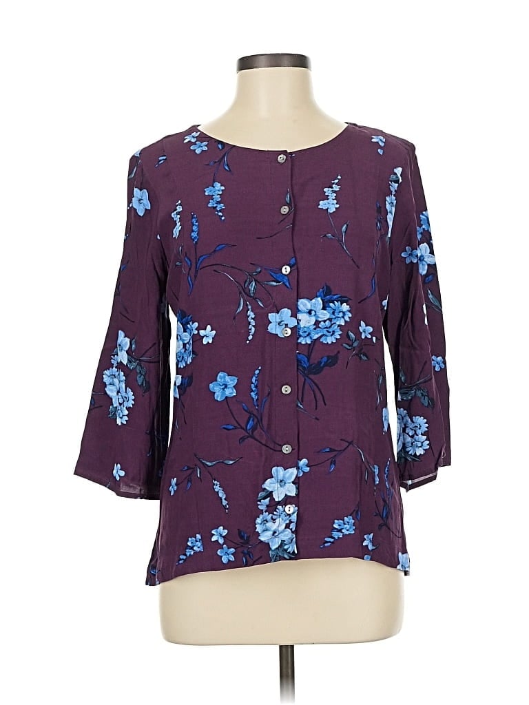 Pre-owned Jjill 3/4 Sleeve Blouse In Purple