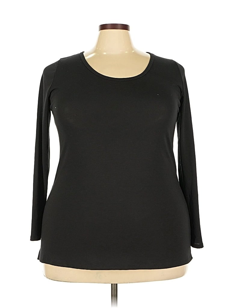 Pre-owned Lularoe 3/4 Sleeve Top Black Boatneck Tops