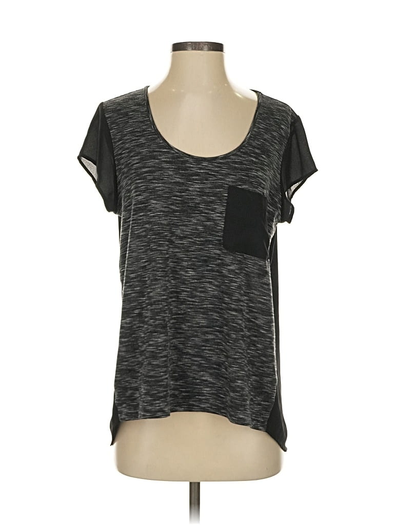 Pre-owned Lou & Grey Short Sleeve Top Gray Scoop Neck Tops