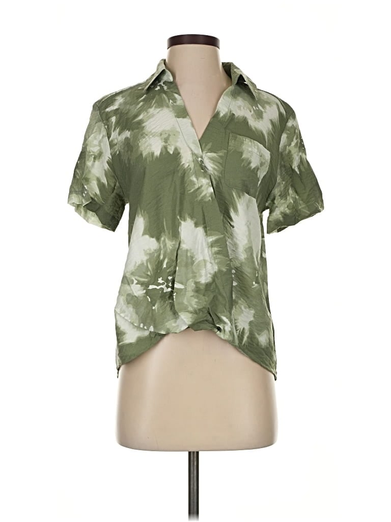 Pre-owned Simply Vera Vera Wang Short Sleeve Blouse In Green