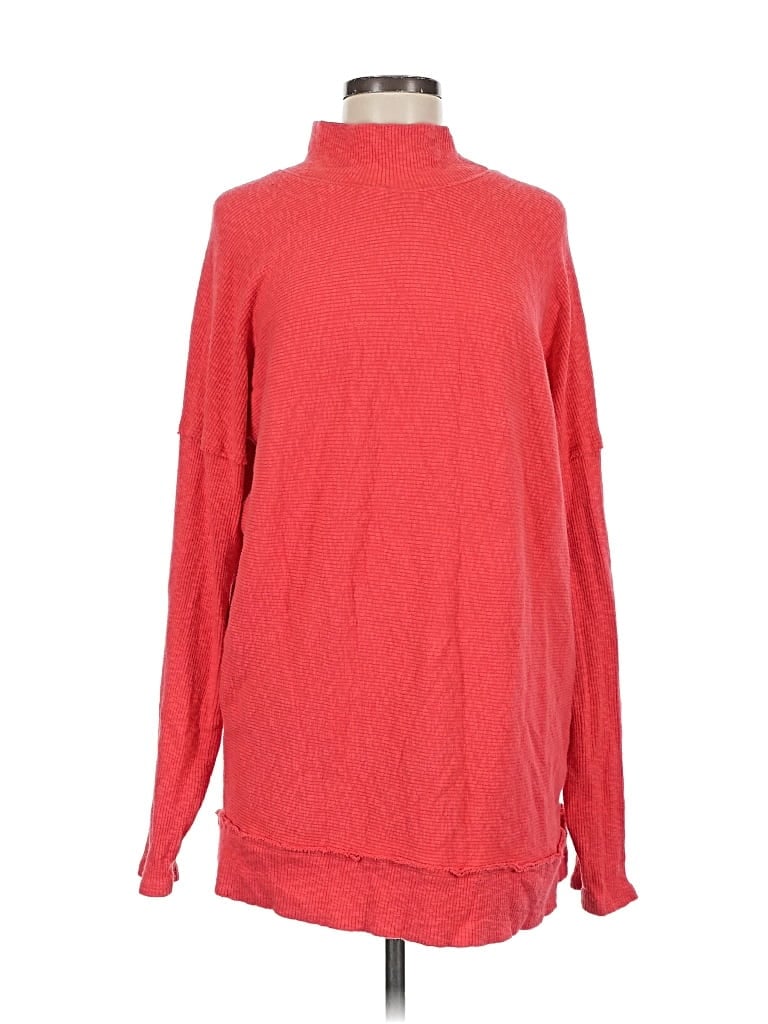 Pre-owned We The Free Long Sleeve Top Red Turtleneck Tops