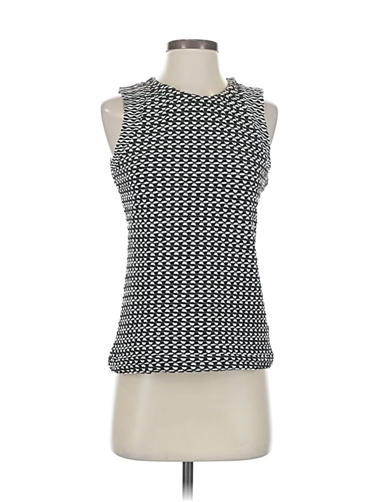 Pre-owned Maeve By Anthropologie Sleeveless Top Gray Checkered/gingham Pattern Halter Neckline Tops