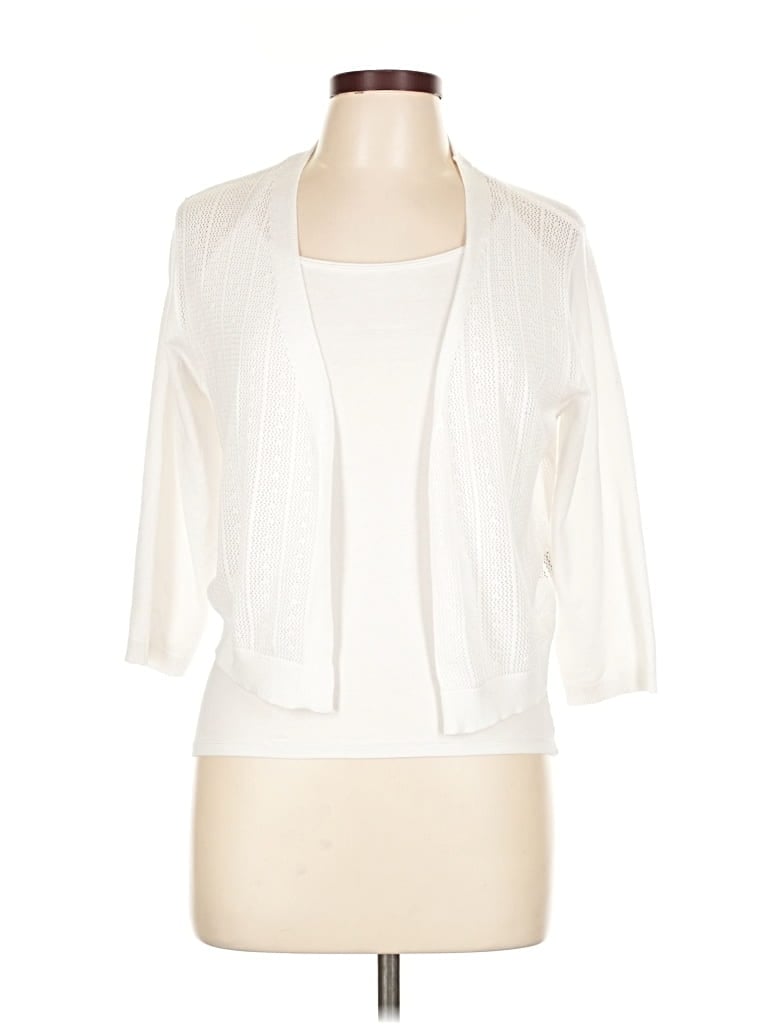 Pre-owned Denny Rose Cardigan Sweater In White