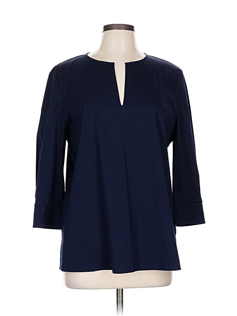 Pre-owned Lafayette 148 3/4 Sleeve Blouse In Blue