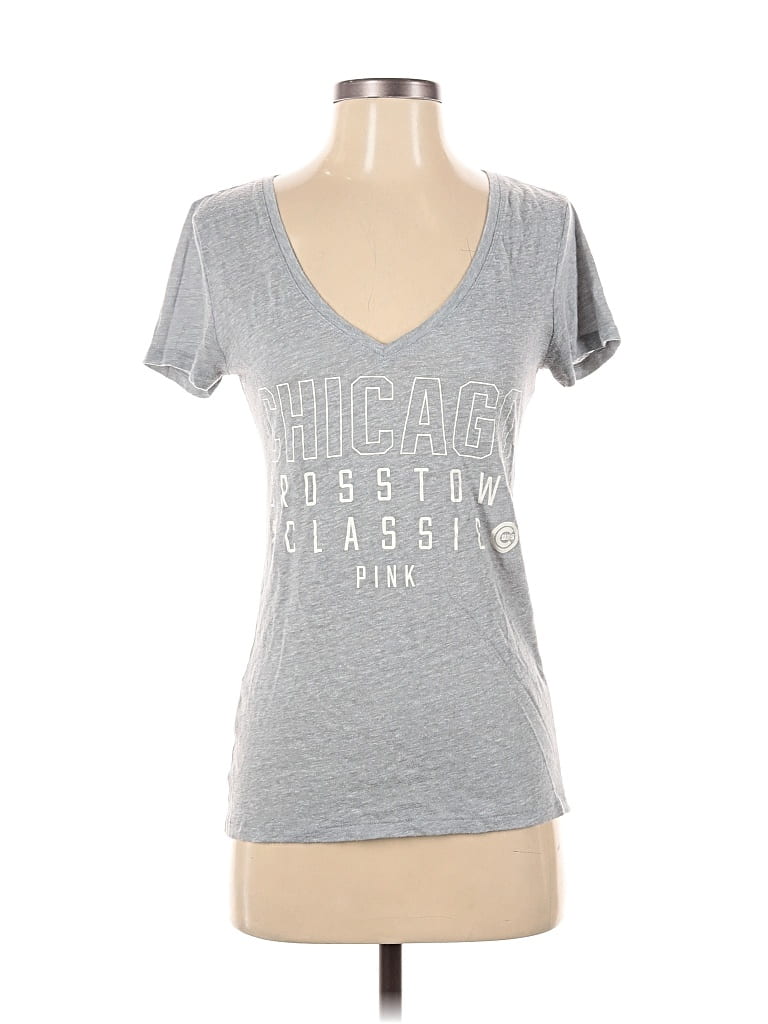 Pre-owned Victoria's Secret Pink Short Sleeve T-shirt In Gray