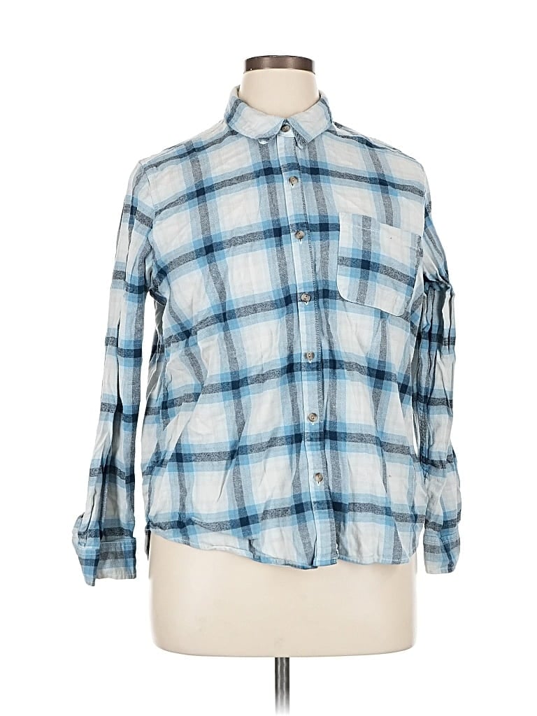 Pre-owned Universal Thread 3/4 Sleeve Button Down Shirt In Blue