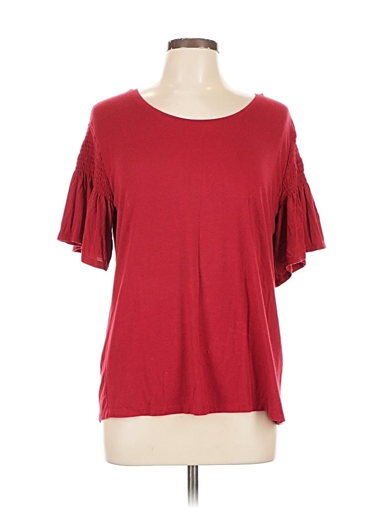 Pre-owned C Established 1946 Short Sleeve Top Red Cold Shoulder Neckline Tops
