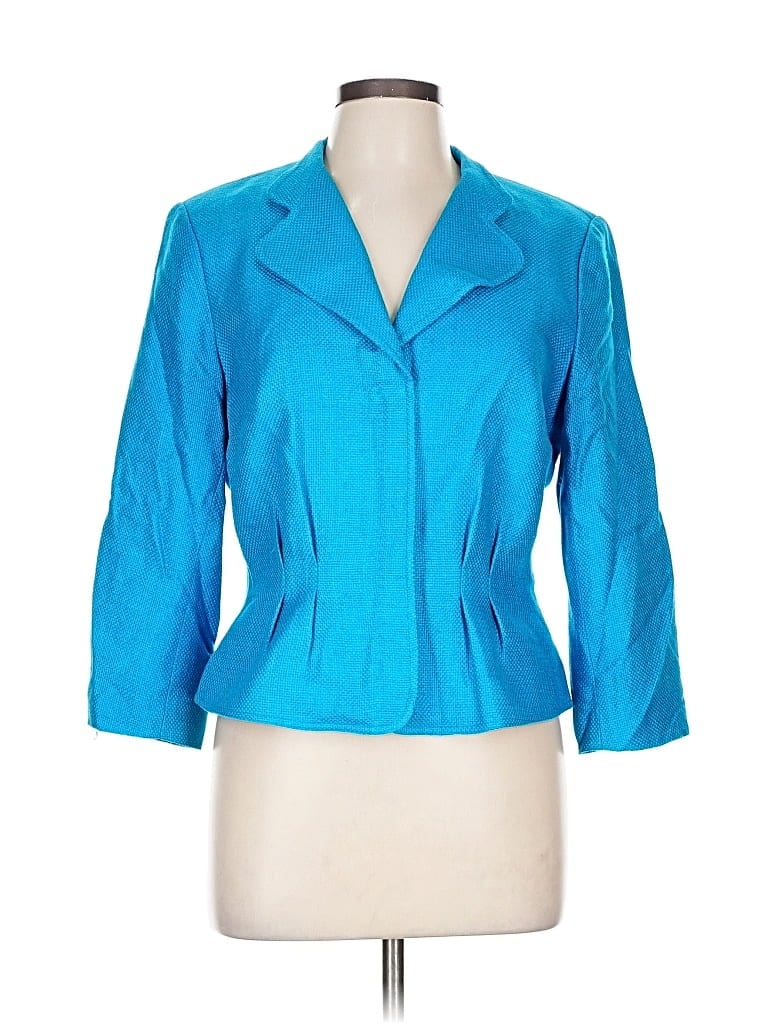 Pre-owned Kay Unger Silk Blazer Jacket In Blue