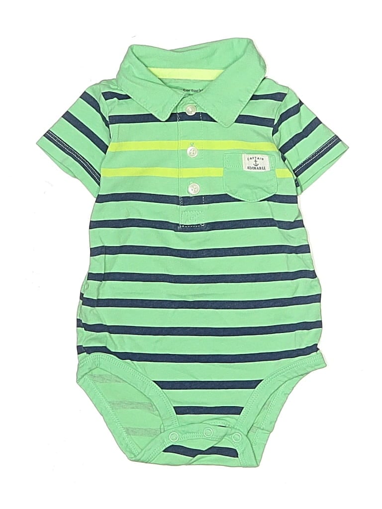 Pre-owned Carter's Babies' Short Sleeve Onesie In Green