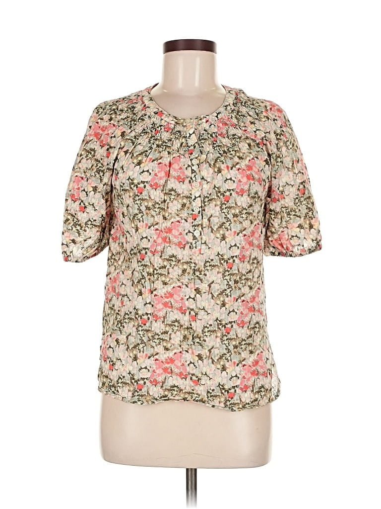 Pre-owned Ann Taylor Loft Short Sleeve Blouse In Brown