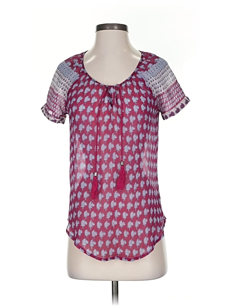 Click to view more detailed imagery on our partner's website Pre-owned Lucky Brand Short Sleeve Blouse In Purple