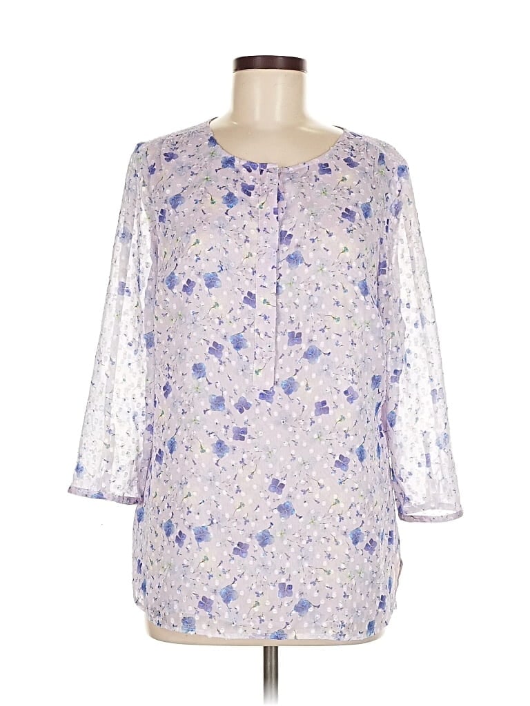 Pre-owned Talbots 3/4 Sleeve Blouse In Silver