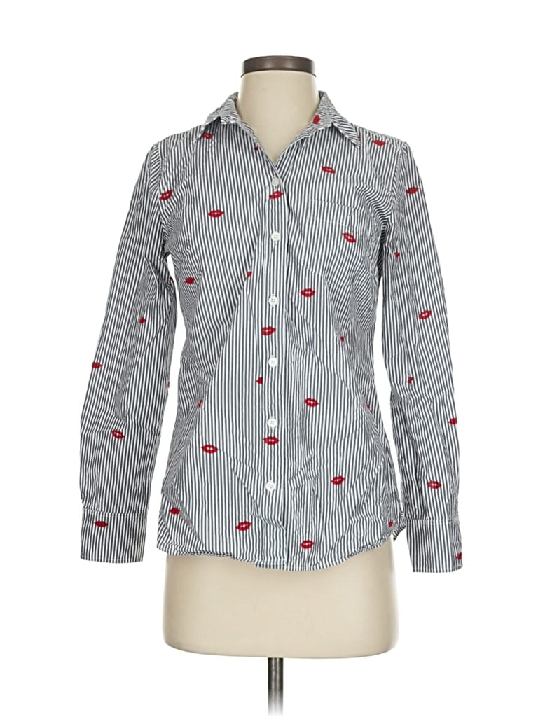 Pre-owned J.crew Factory Store Long Sleeve Button Down Shirt In Gray