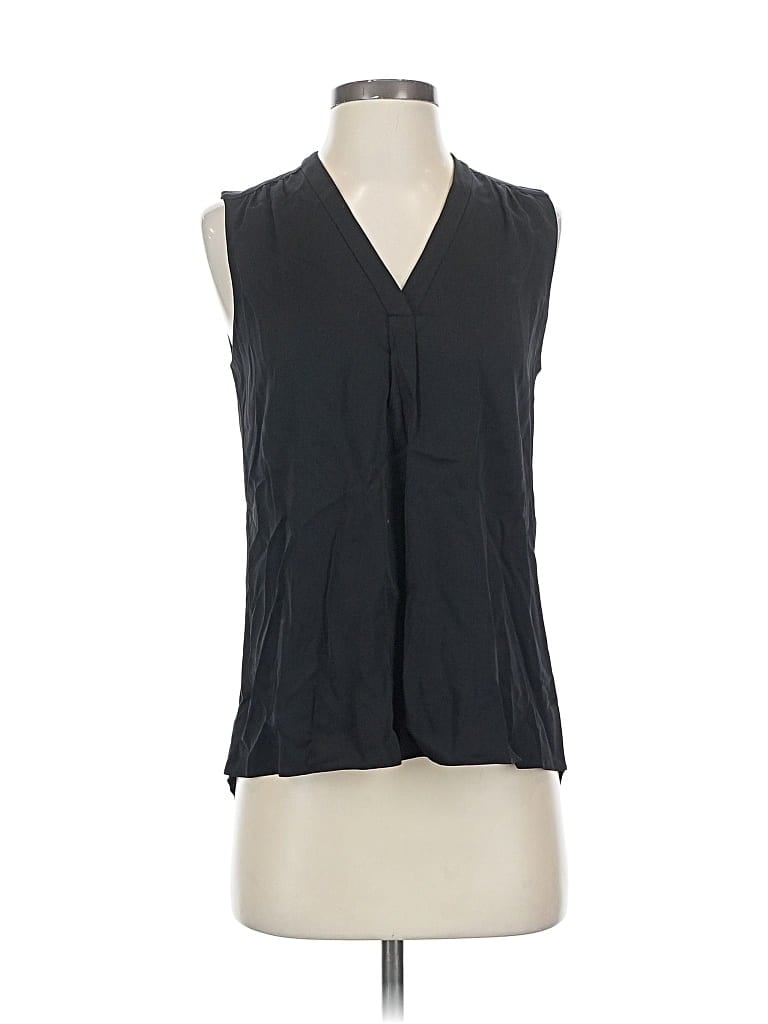 CLASSIQUES ENTIER Pre-owned Sleeveless Silk Top Black Plunge Neckline Tops