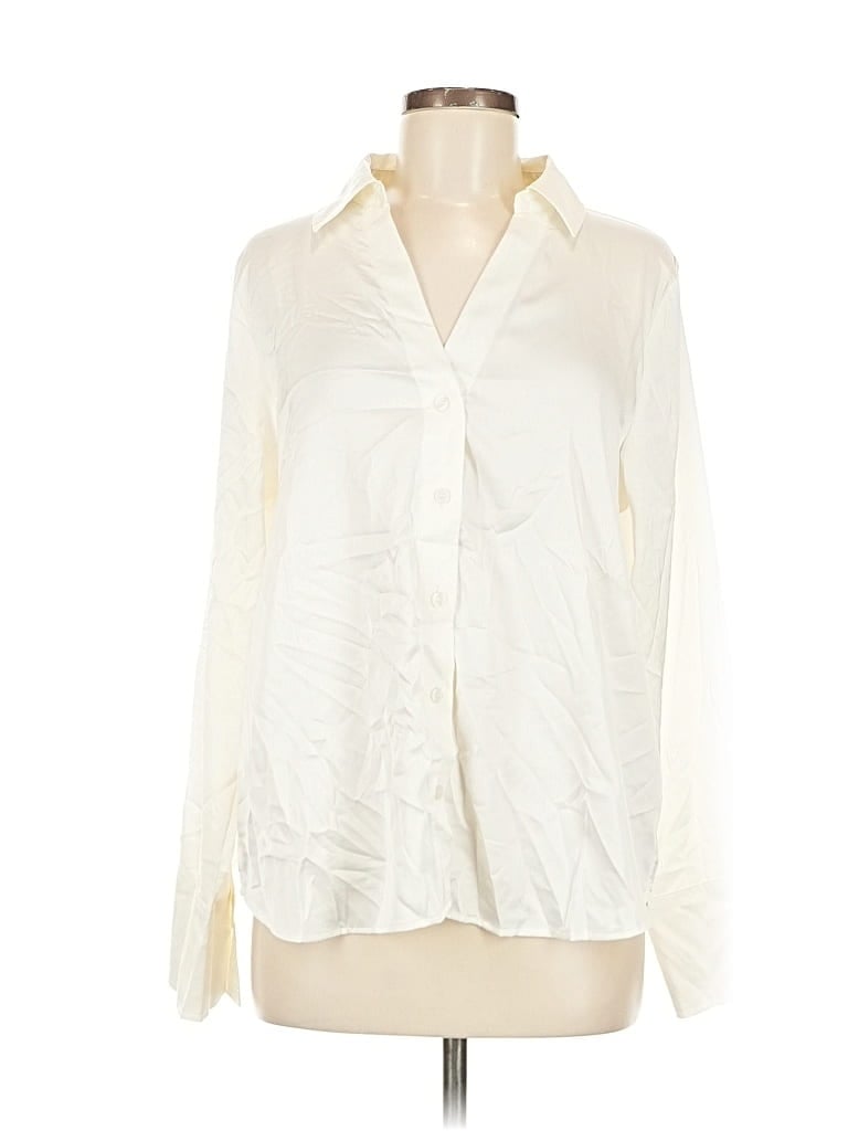 Pre-owned H&m Long Sleeve Blouse In White