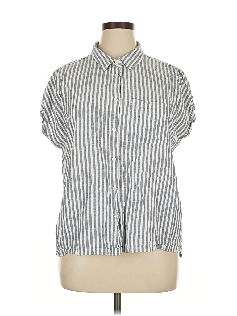 Pre-owned Orvis Short Sleeve Blouse In Silver