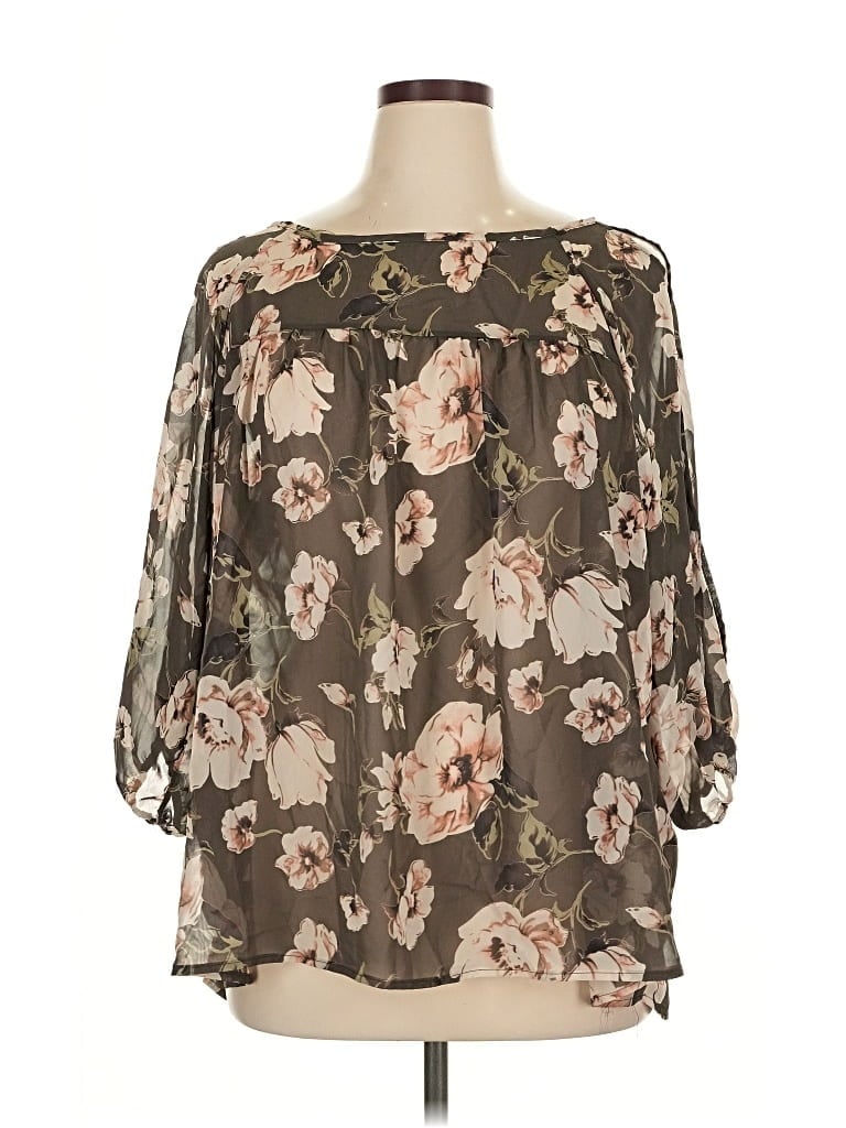 Pre-owned Torrid 3/4 Sleeve Blouse In Brown