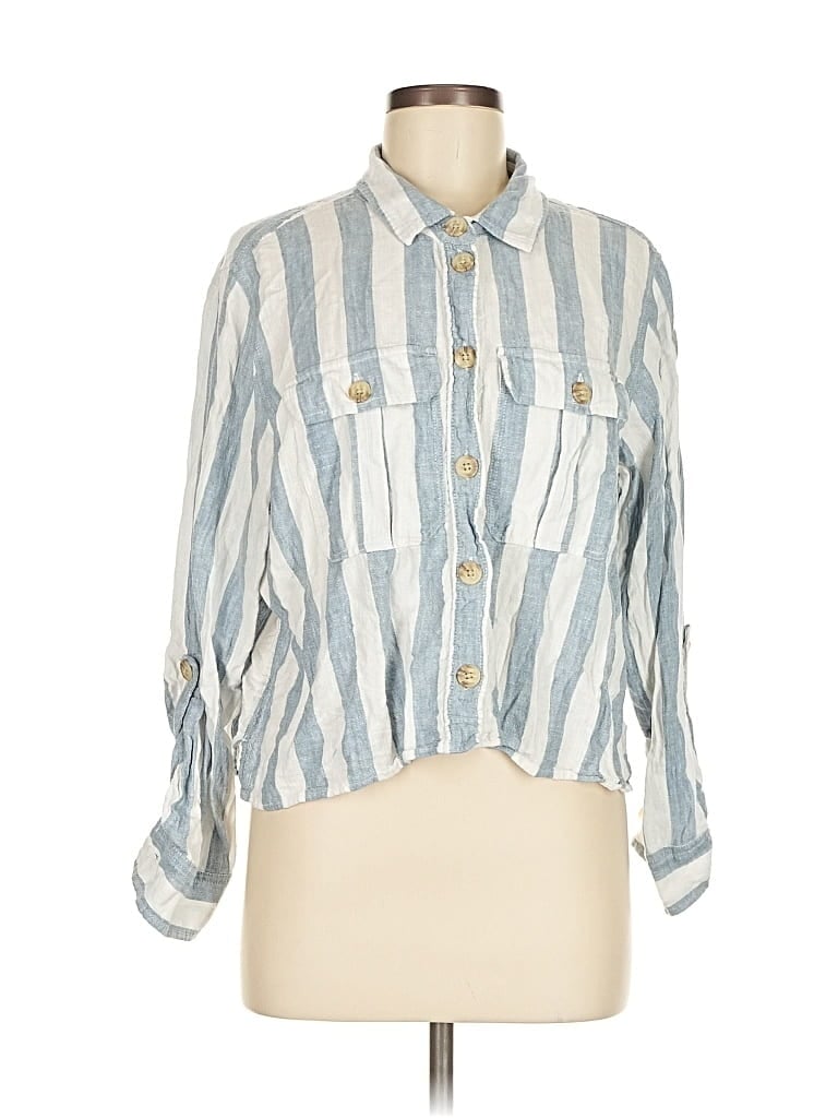 Pre-owned American Eagle Outfitters Long Sleeve Button Down Shirt In Blue