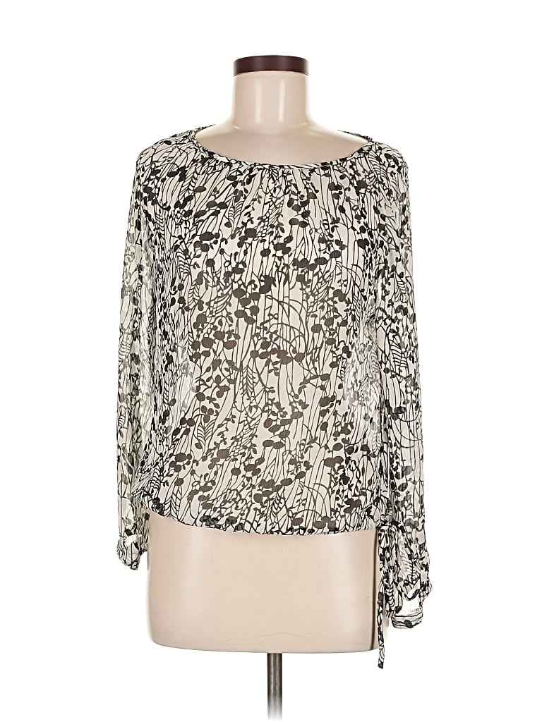 Pre-owned George Long Sleeve Blouse In Silver
