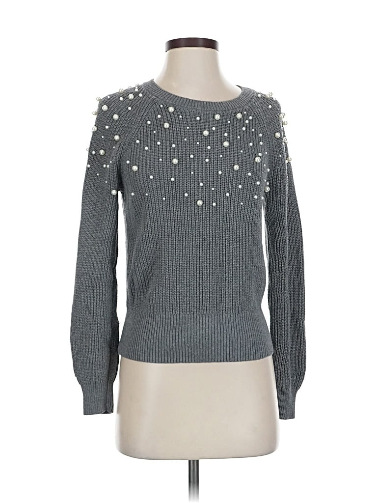 Pre-owned Ann Taylor Loft Pullover Sweater In Silver