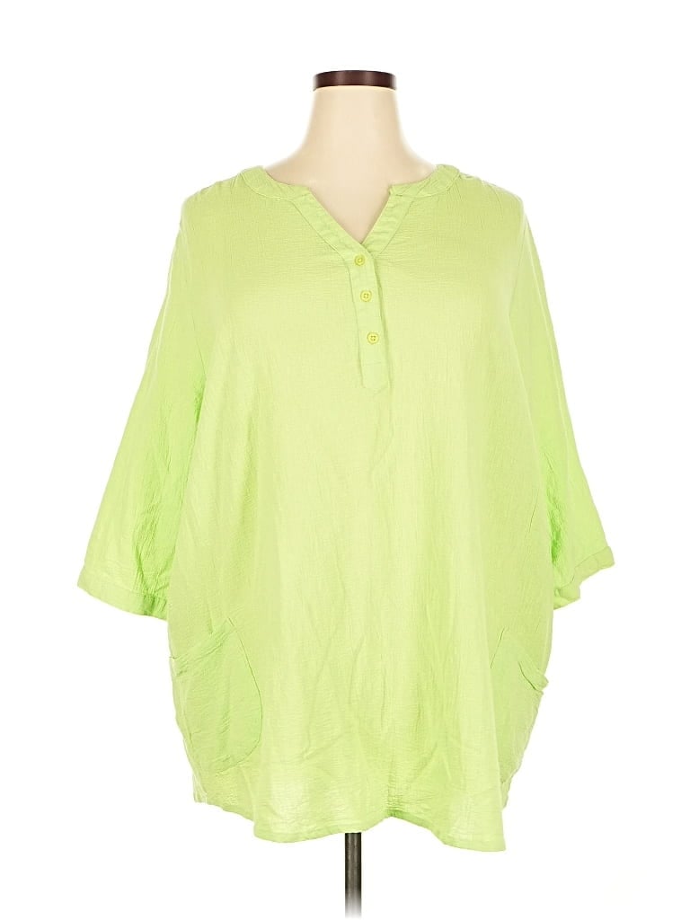 Pre-owned Blair 3/4 Sleeve Button Down Shirt In Green