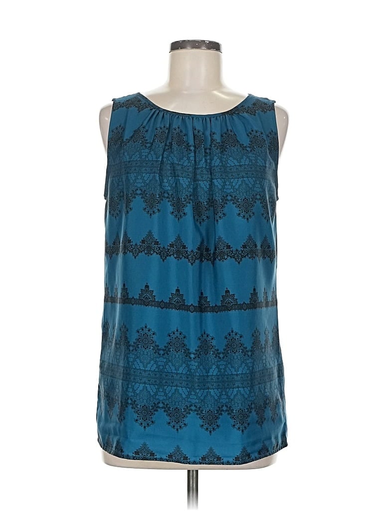 Pre-owned Ann Taylor Loft Outlet Tank Top Blue Halter Neckline Tops