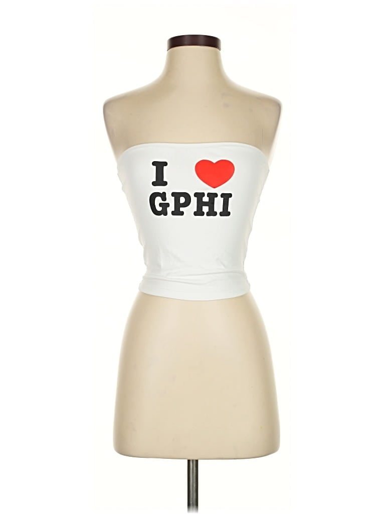 Pre-owned Trendy Queen Tank Top White Strapless Neckline Tops