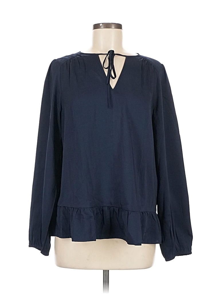 Pre-owned Ann Taylor Loft Long Sleeve Blouse In Blue