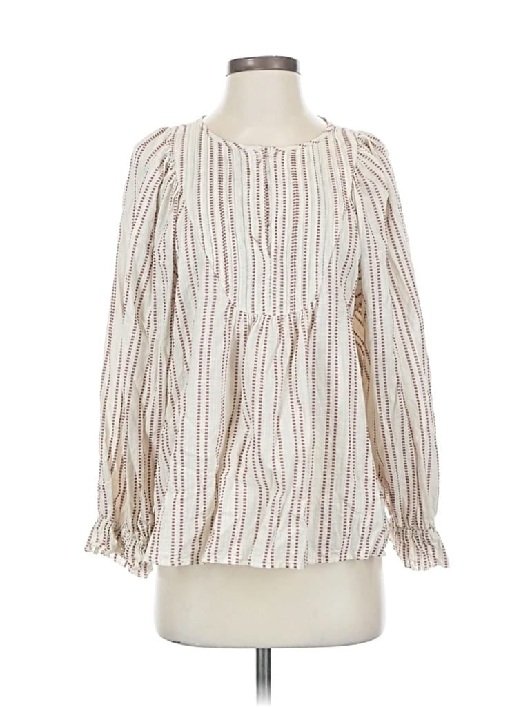 Pre-owned Elizabeth And James Long Sleeve Blouse In White