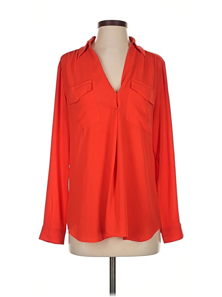 Pre-owned Ann Taylor Long Sleeve Blouse In Red