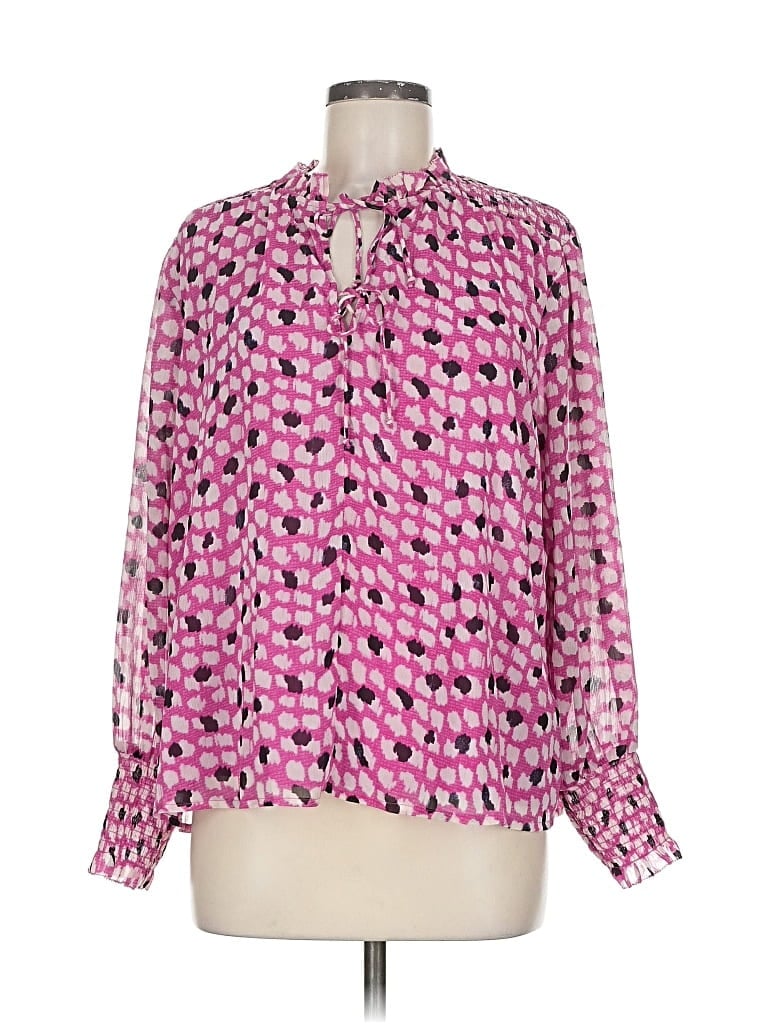 Pre-owned Nic + Zoe Long Sleeve Blouse In Pink