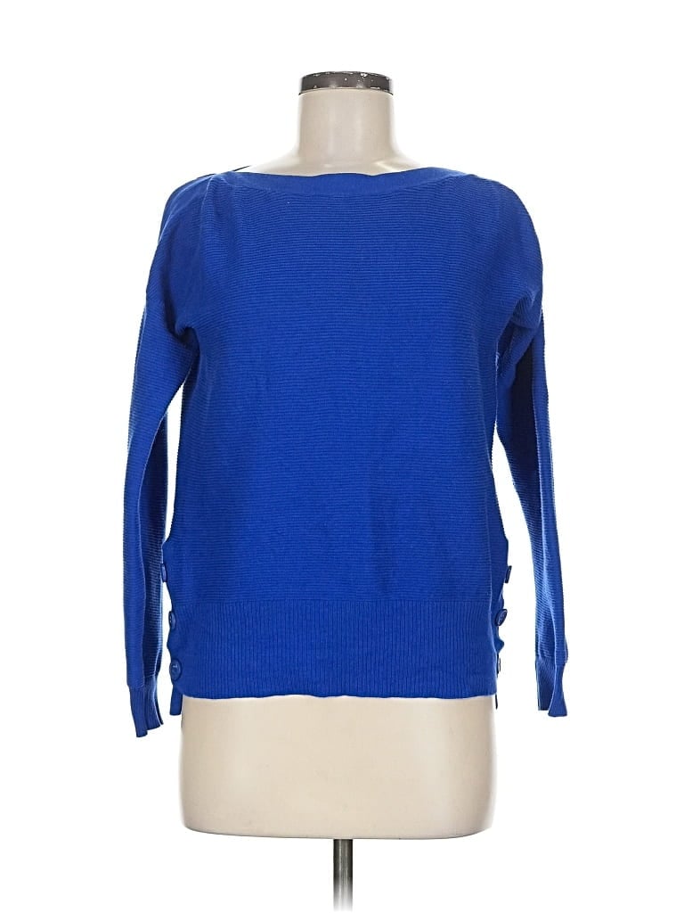 Pre-owned Marled By Reunited Long Sleeve Top Blue Boatneck Tops