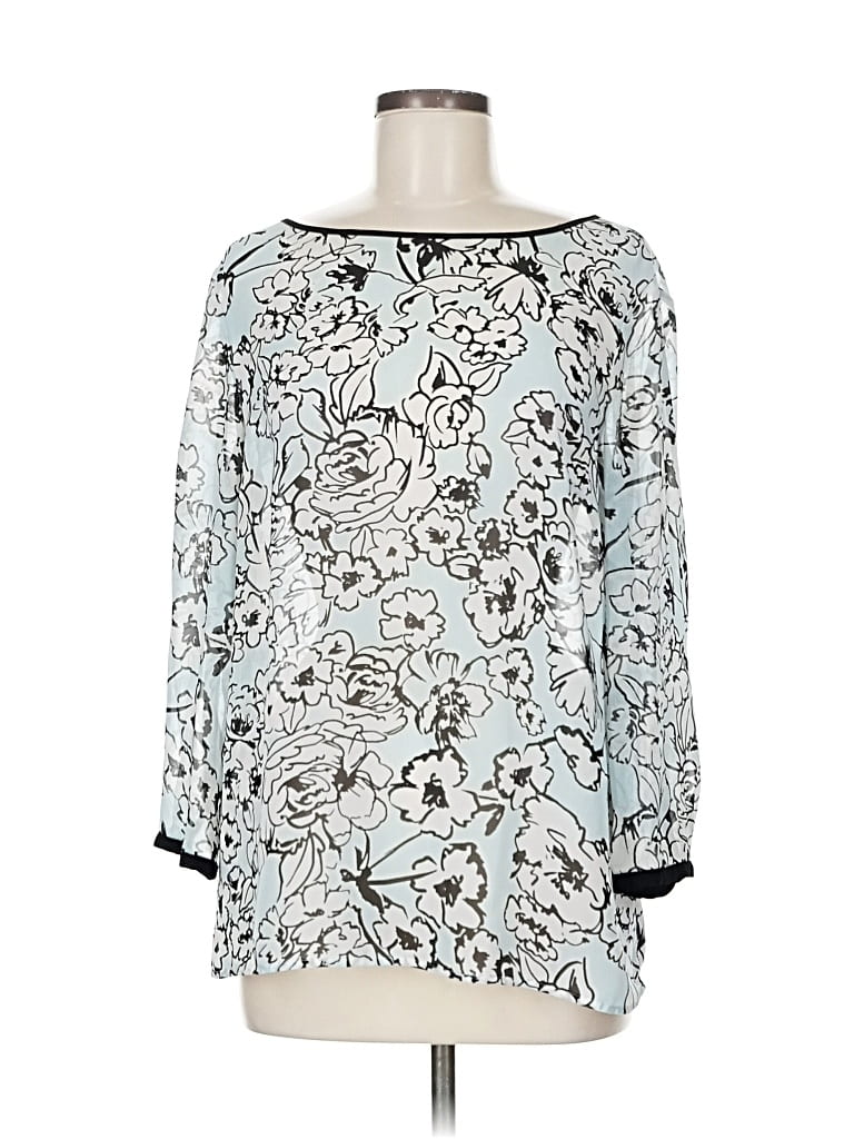 Pre-owned Ann Taylor Loft 3/4 Sleeve Blouse In Silver