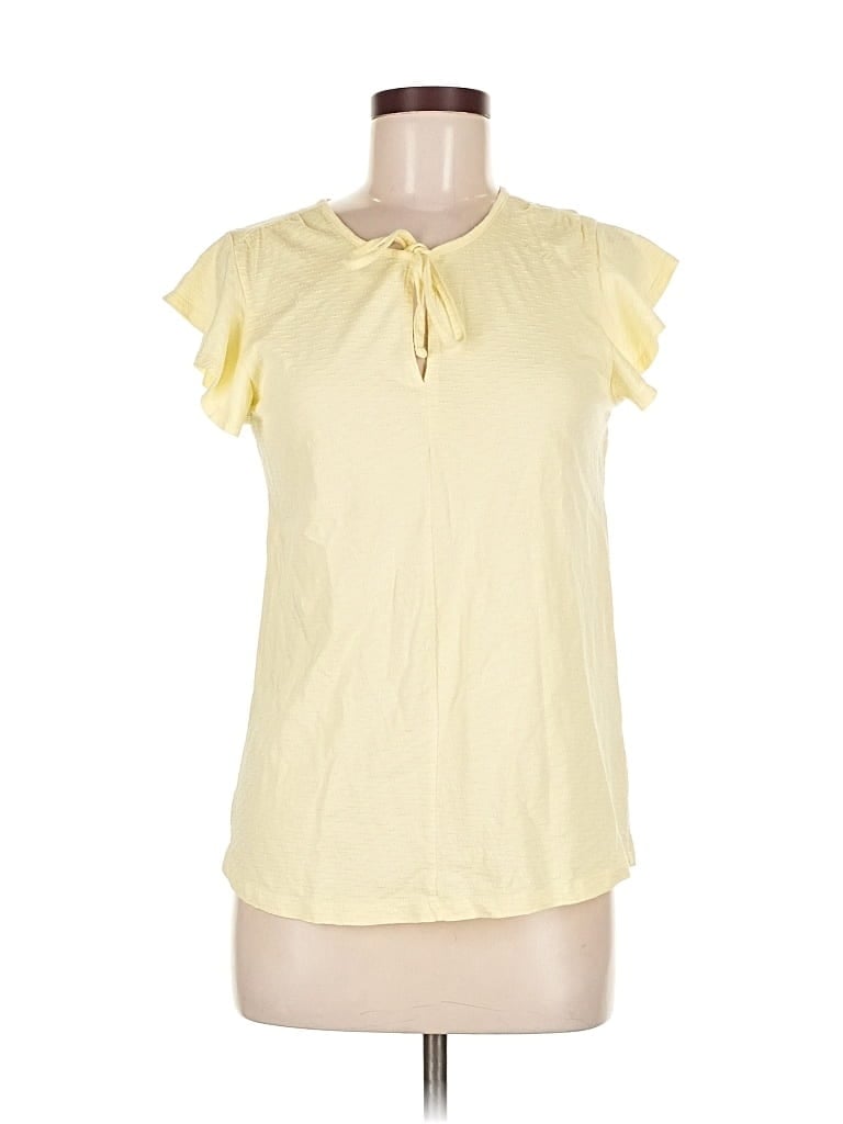 Pre-owned Style & Co Short Sleeve Top Yellow Keyhole Neckline Tops