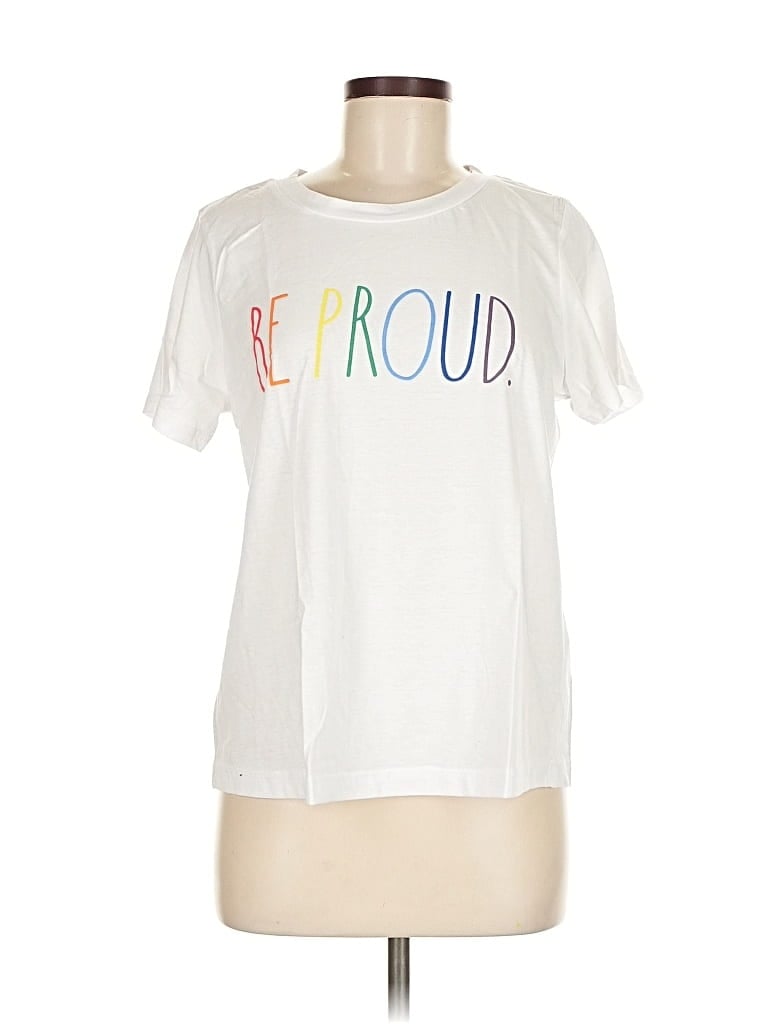 Pre-owned Rae Dunn Short Sleeve T-shirt In White