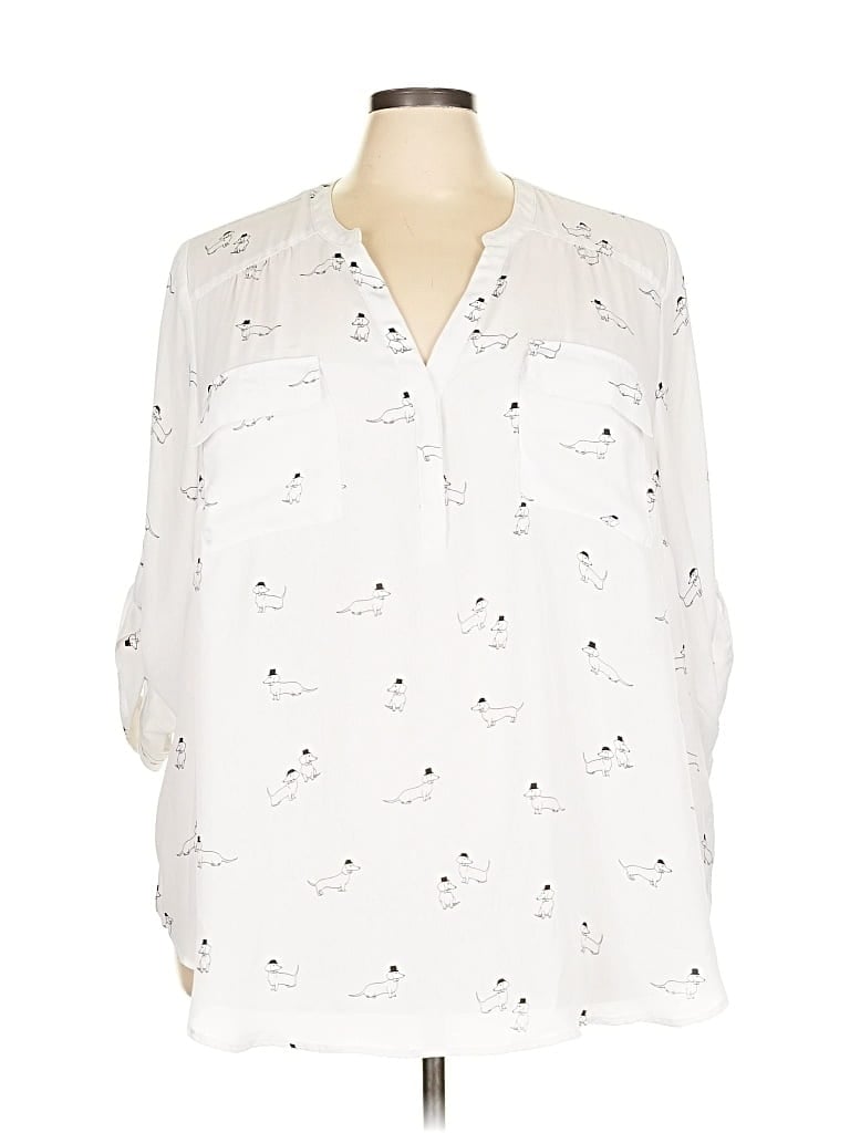 Pre-owned Torrid 3/4 Sleeve Blouse In White