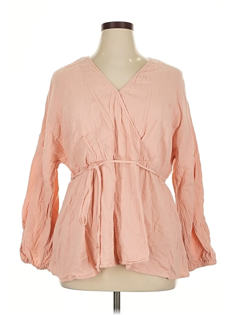 Pre-owned Ava & Viv Long Sleeve Blouse In Pink