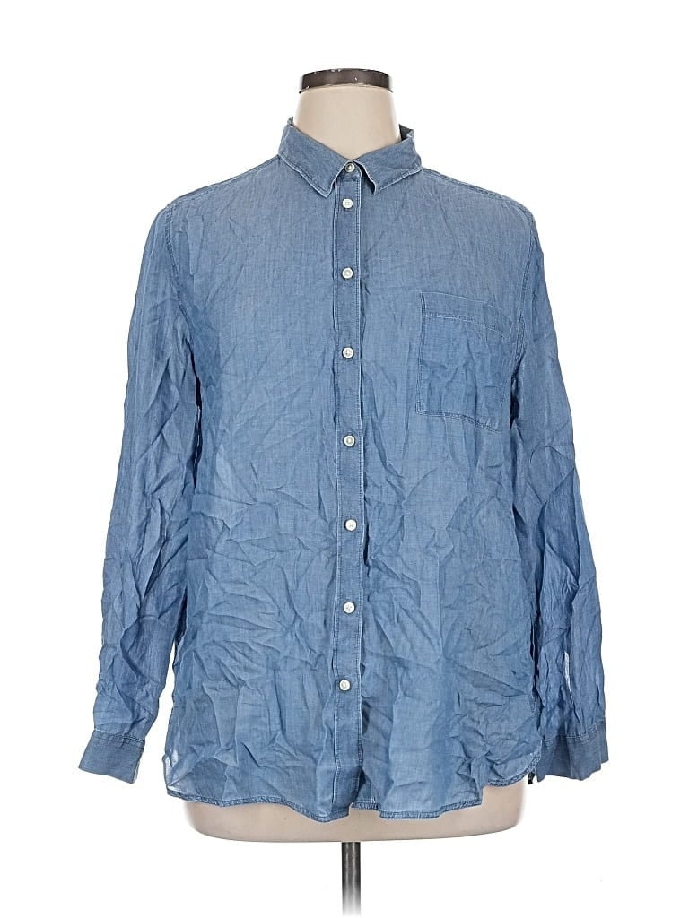 Pre-owned Ann Taylor Loft Long Sleeve Button Down Shirt In Blue