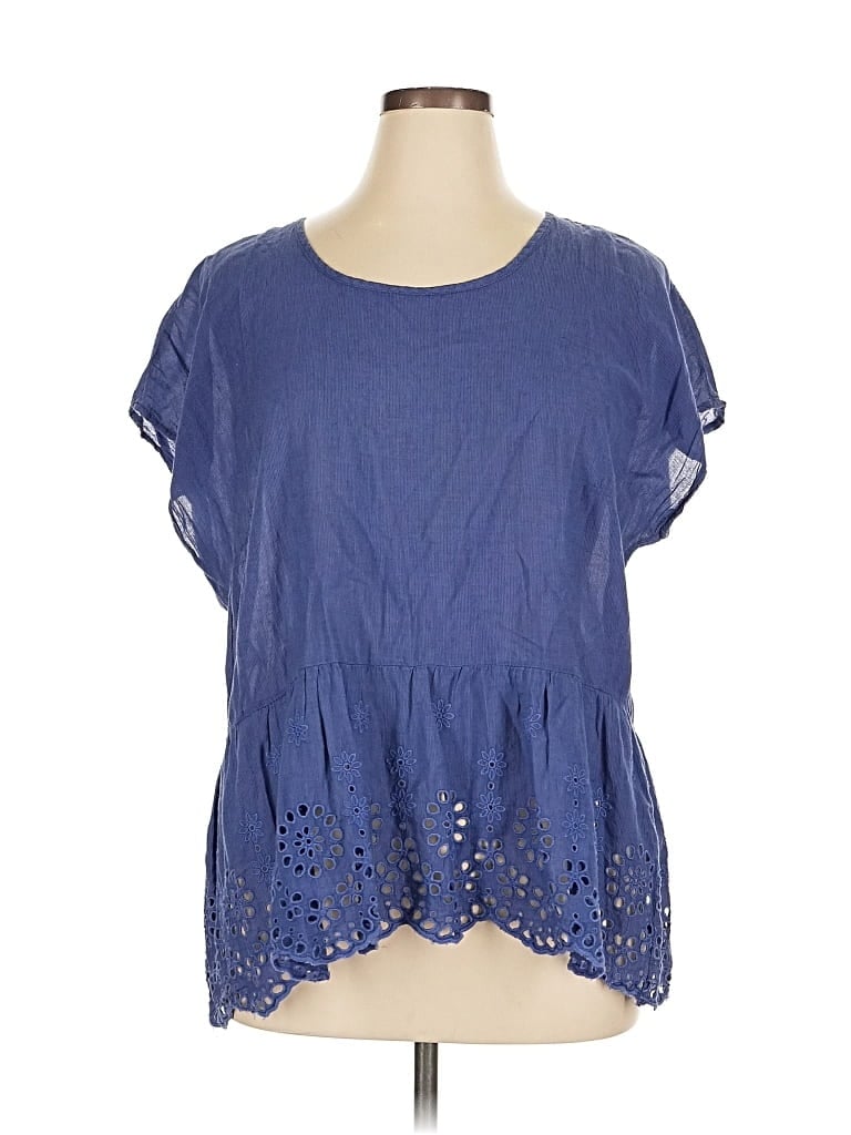 Pre-owned Sonoma Goods For Life Short Sleeve Blouse In Blue