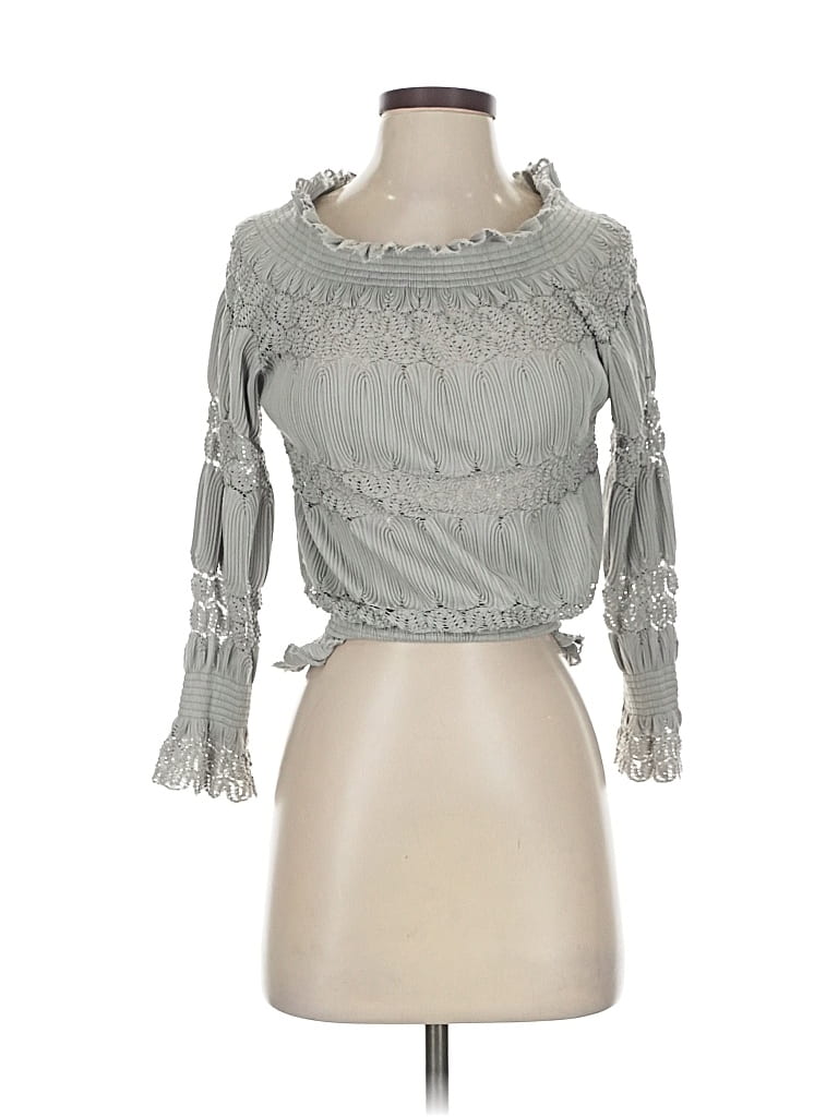 Pre-owned Deletta 3/4 Sleeve Blouse In Gray