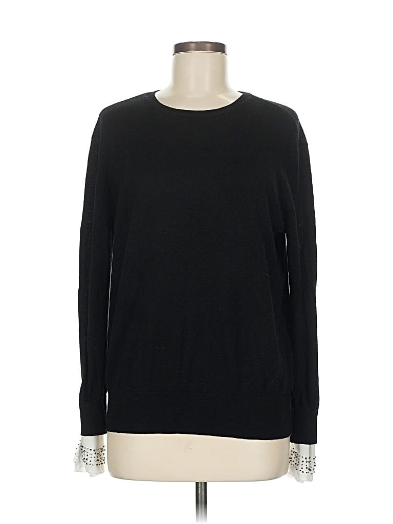 Pre-owned Nordstrom Long Sleeve Top Black Crew Neck Tops